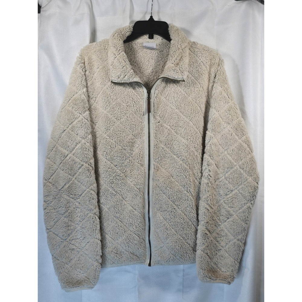 Columbia Women's Ivory White Sherpa Full Zip Fleece Jacket‎ Size X-Large